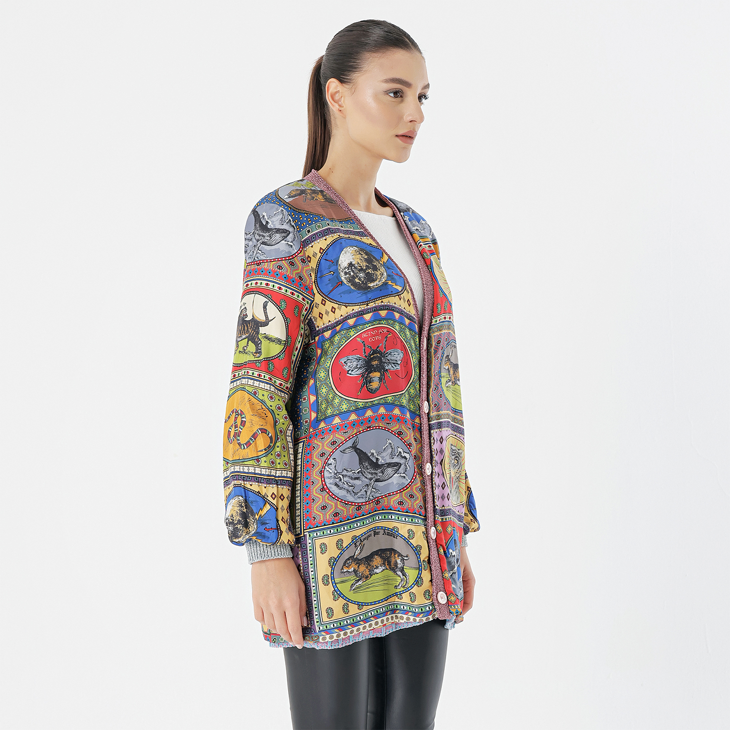 Gucci - Multicolor Lurex Knit Reversible Button Cardigan